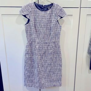 J. Crew lined basket weave dress with scalloped sleeves